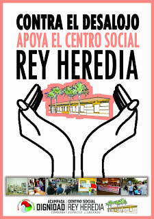 Pegatina contra el desalojo del Rey Heredia